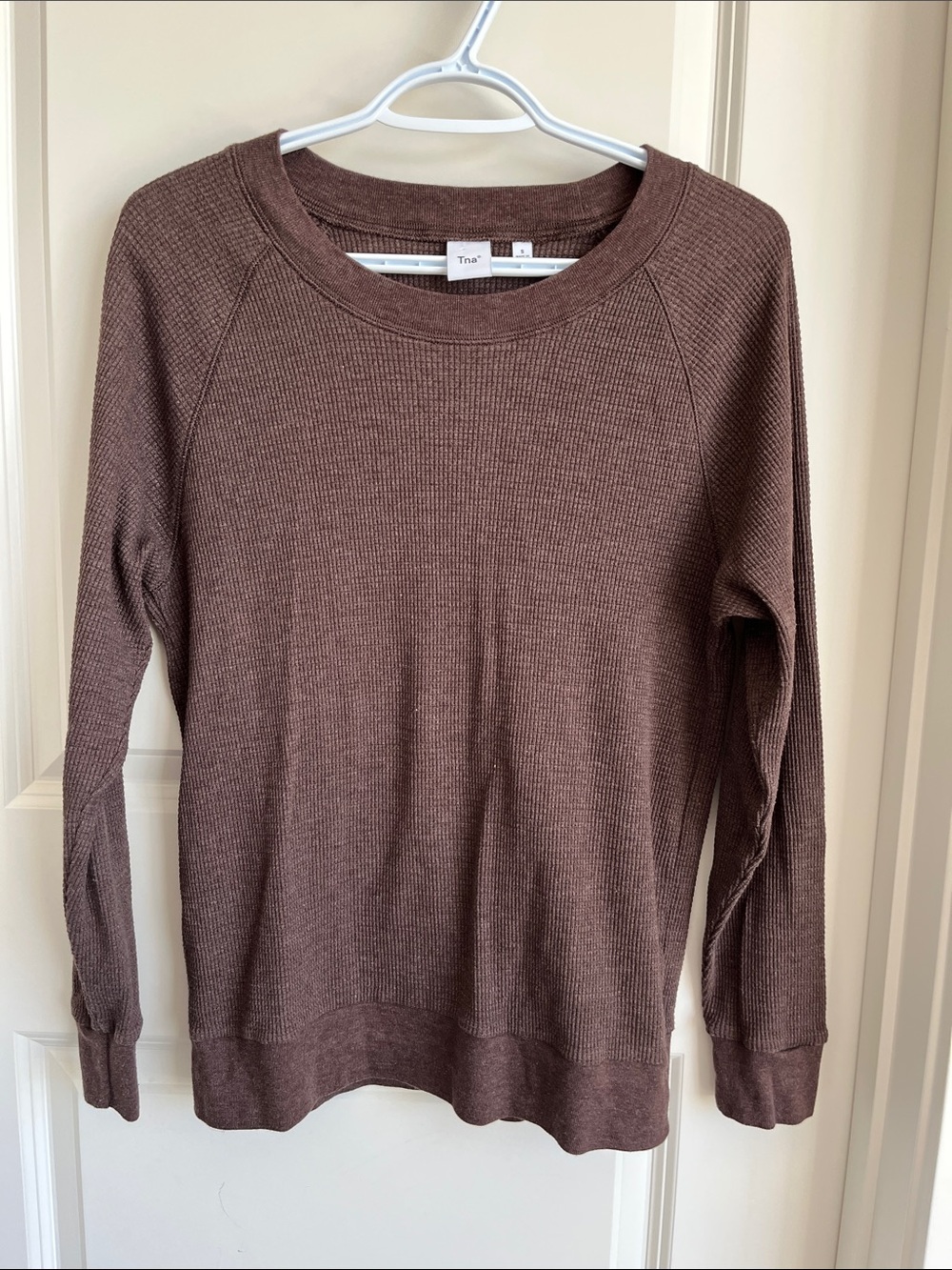 TNA Men's Brown Waffle Knit Crewneck Sweatshirt